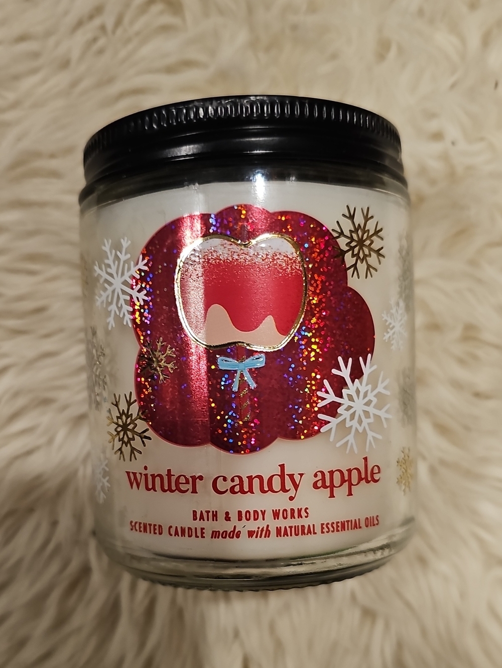 Bath & Body Works Winter Candy Apple Candle - Festive Single Wick NWT